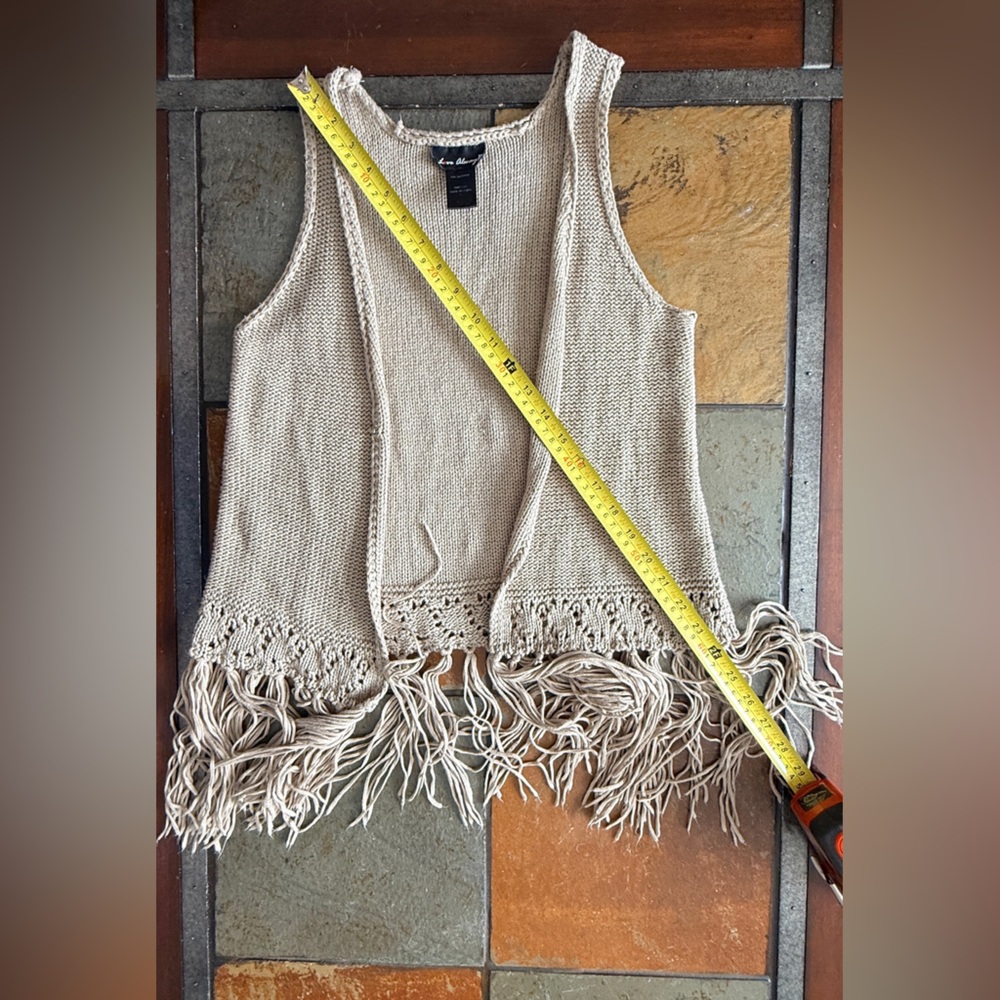 Love always s/m kakhi open kimono chunky knit tassles on hem western Cowgirl